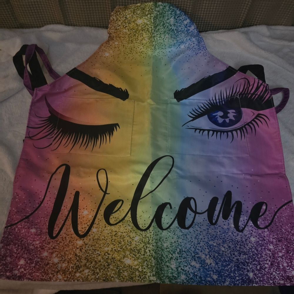 Colorful Welcome‎ Apron with Eye  Lash Design